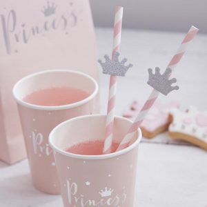 Pink & Silver Glitter Tiara Straws - thefancyhen.ie